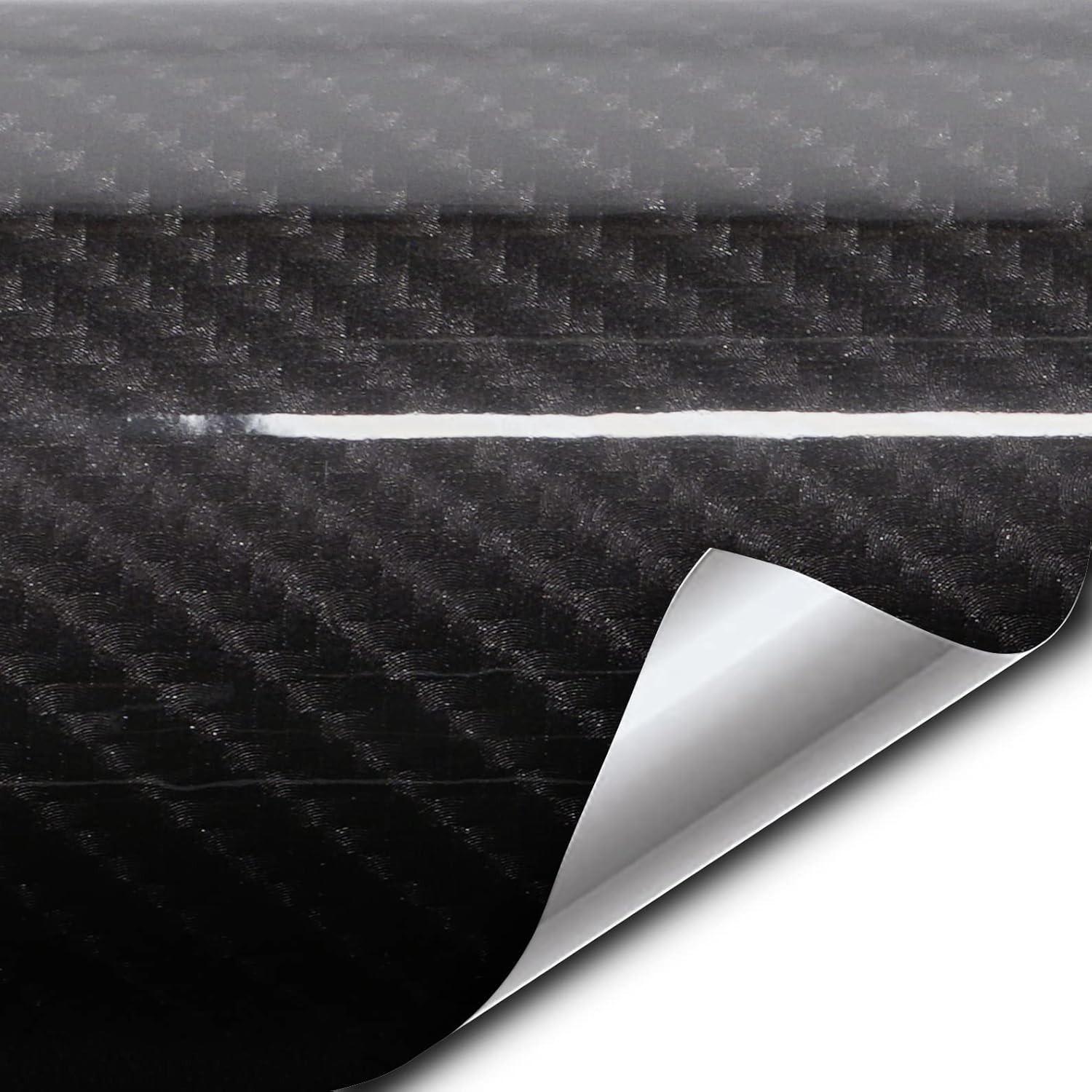 Black Carbon Fibre High Gloss Vinyl Wrap Adhesive Film (12  x 60 )