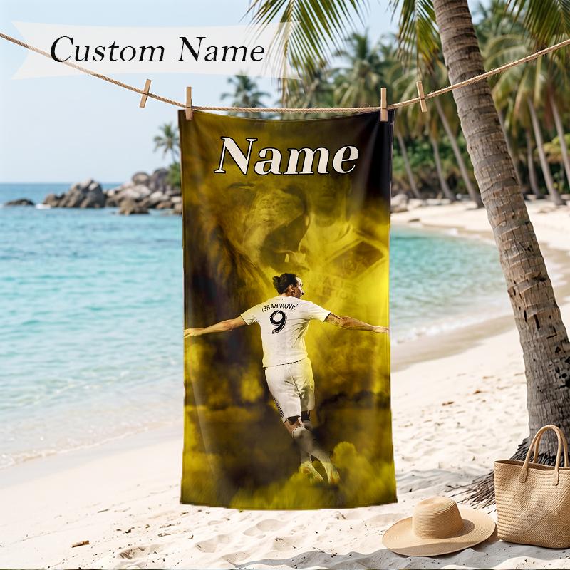 Zlatan Custom Name Printed Beach Towel Personalized Soft Towel For Swimming Beach Travel