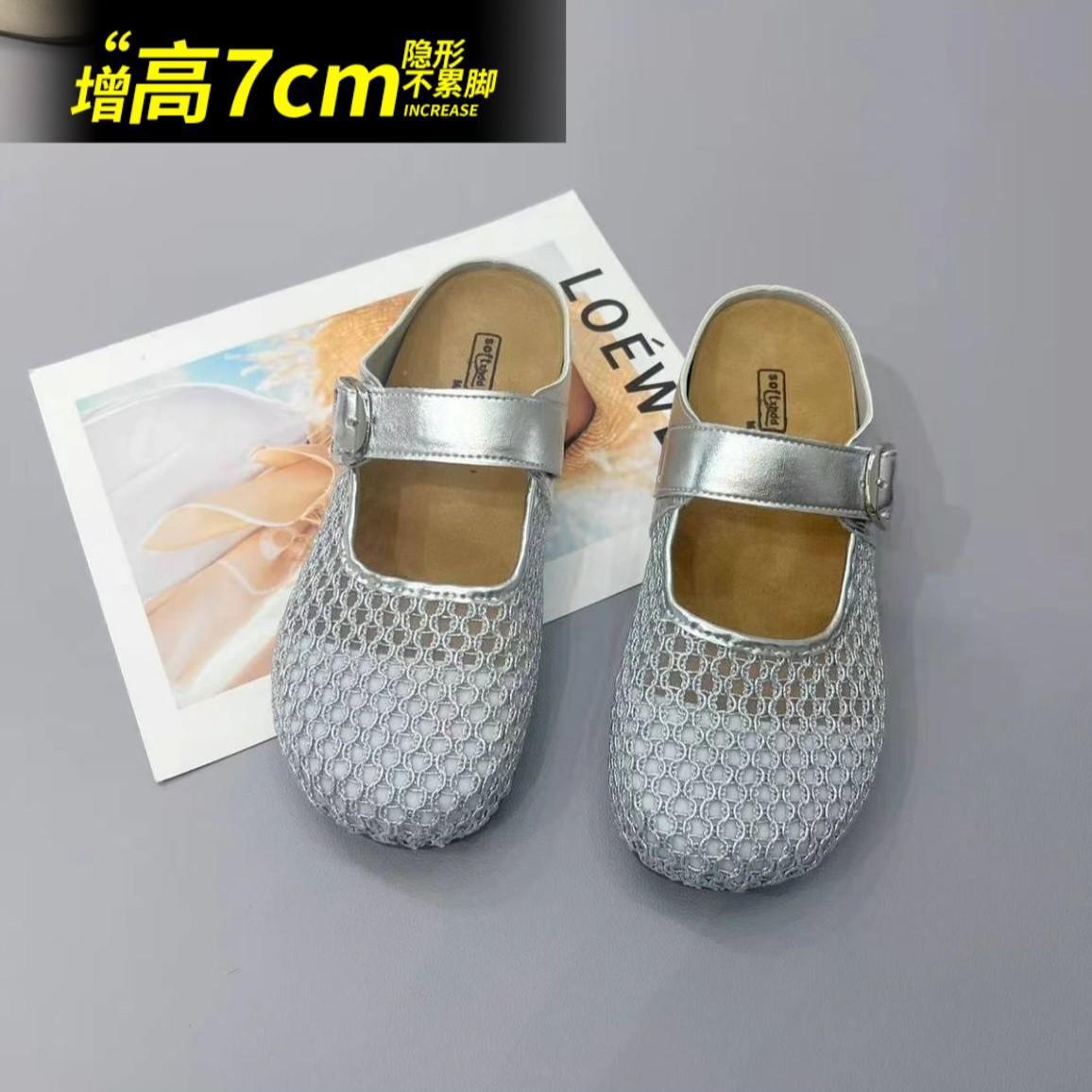 

Women s 2025 new summer mesh breathable outer wear thick-soled small bag head Boken slippers 34