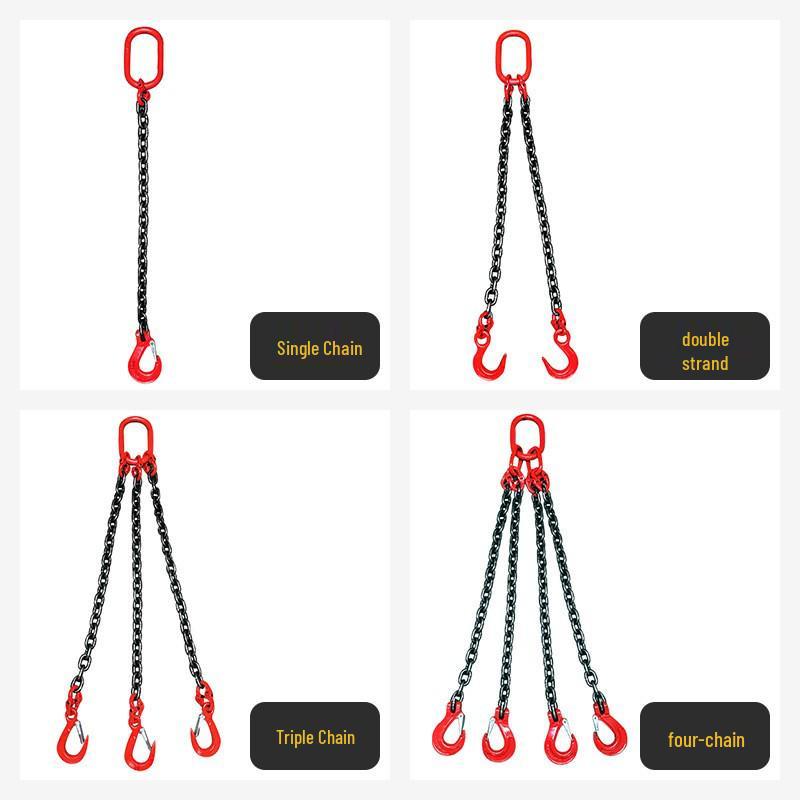 G80 Manganese Steel Lifting Chain Set: Hooks, Rings, Double Four-Leg Slings