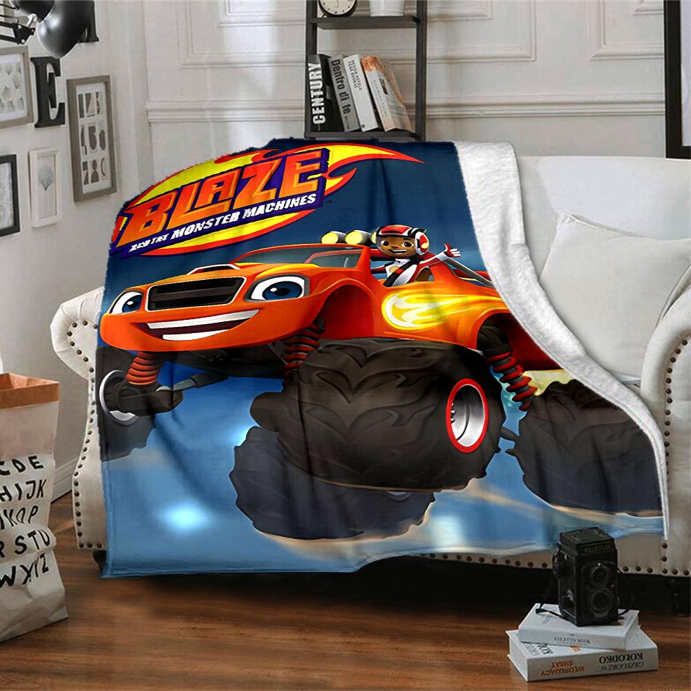 1pc Blaze and the Monster Machines (3) Blanket, Gift, for Men and Women, Soft Blanket, Good for Sofa Bed Couch Travel, Lightweight Flannel Blanket