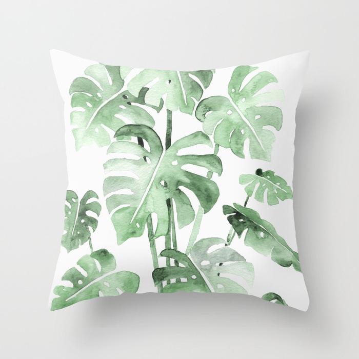 Green Tropical Leaf Pillow Cover Fleshy Polyester Pillow Cushion Cover Decoration Salon Home Decor Throw Pillows Car Seat Chair