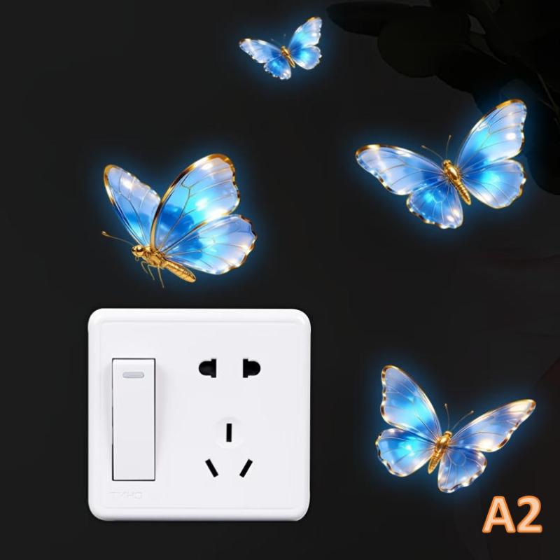 Glow-In-The-Dark Butterfly Switch Stickers Luminous Wall Decal Self-Adhesive Removable Switch Plate Decoration Home Decor