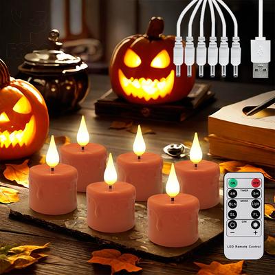 Candela LED Ricaricabile, Candele Senza Fiamma con Telecomando, Luce LED, Lampada di Halloween, Natale, Decorazione per la Casa, Luce Notturna