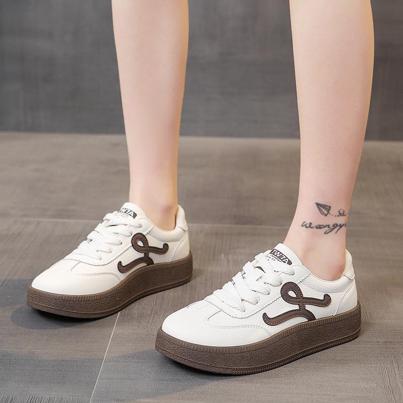 First layer cowhide German training shoes women's versatile thick baseplate shoes 2025 spring and summer new breathable and lightweight casua