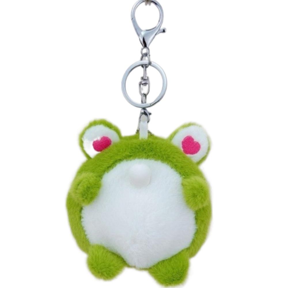 Cartoon Plush Dolls Pendant Squeaking Car Keyring Creative Bubble Frog Keychain  Girl Gift