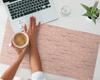 Modern Desk Mat for Remote Work Wavy Lines Pastel Colors 90X45 Cm