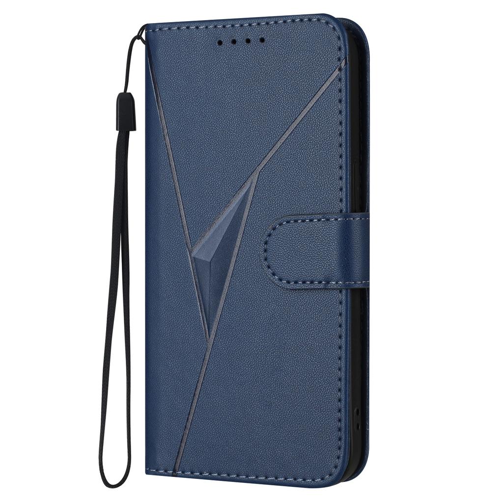 YX0090 For Motorola Moto G Play (2024) 4G Case Triangle Imprint Leather Phone Cover with Lanyard