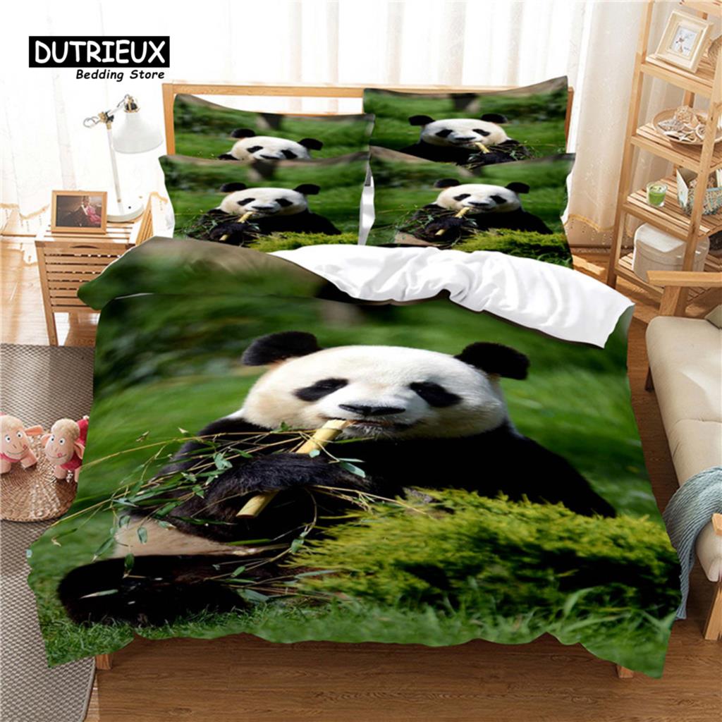 National Treasure Panda Bedding Set, 3Pcs Duvet Cover Set, Soft Comfortable Breathable Duvet Cover, For Bedroom Guest Room Decor