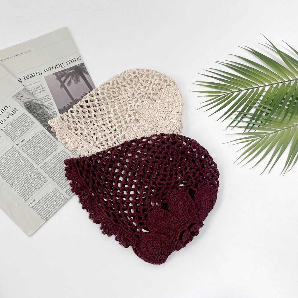Women's and Men's Daily Flower Mesh Knit Beanie Hat