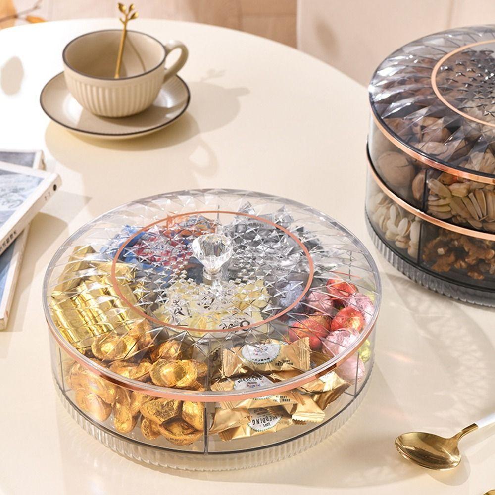 Transparent Dried Fruit Plate Round Divided Candy Dessert Dish Creative Fruit Platter Living Room