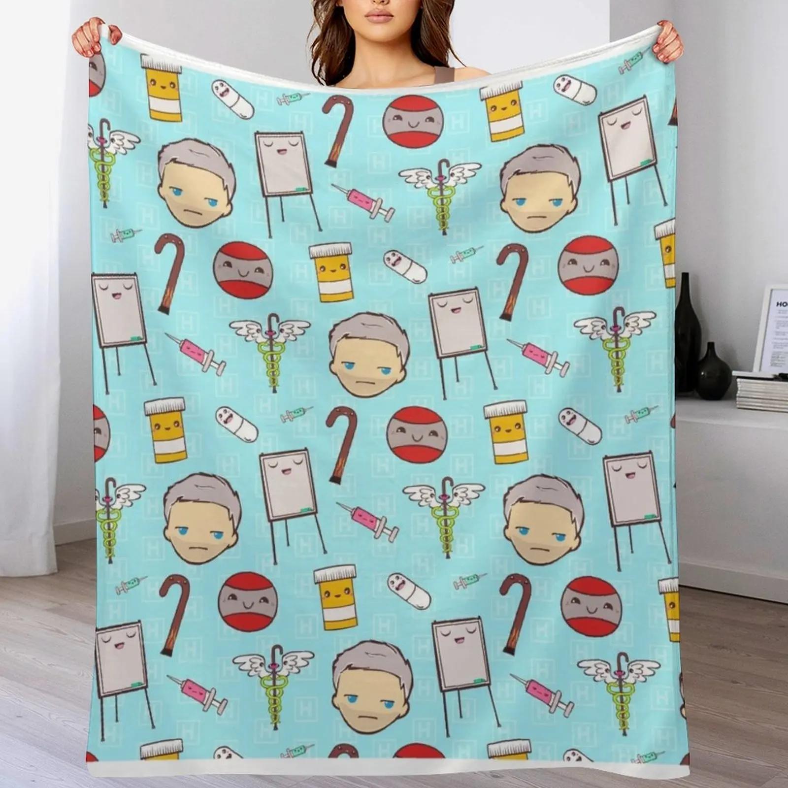 

House MD Kawaii Pattern Throw Blanket All Season Lightweight Soft Blanket for Bed 102x76cm(40x30in)