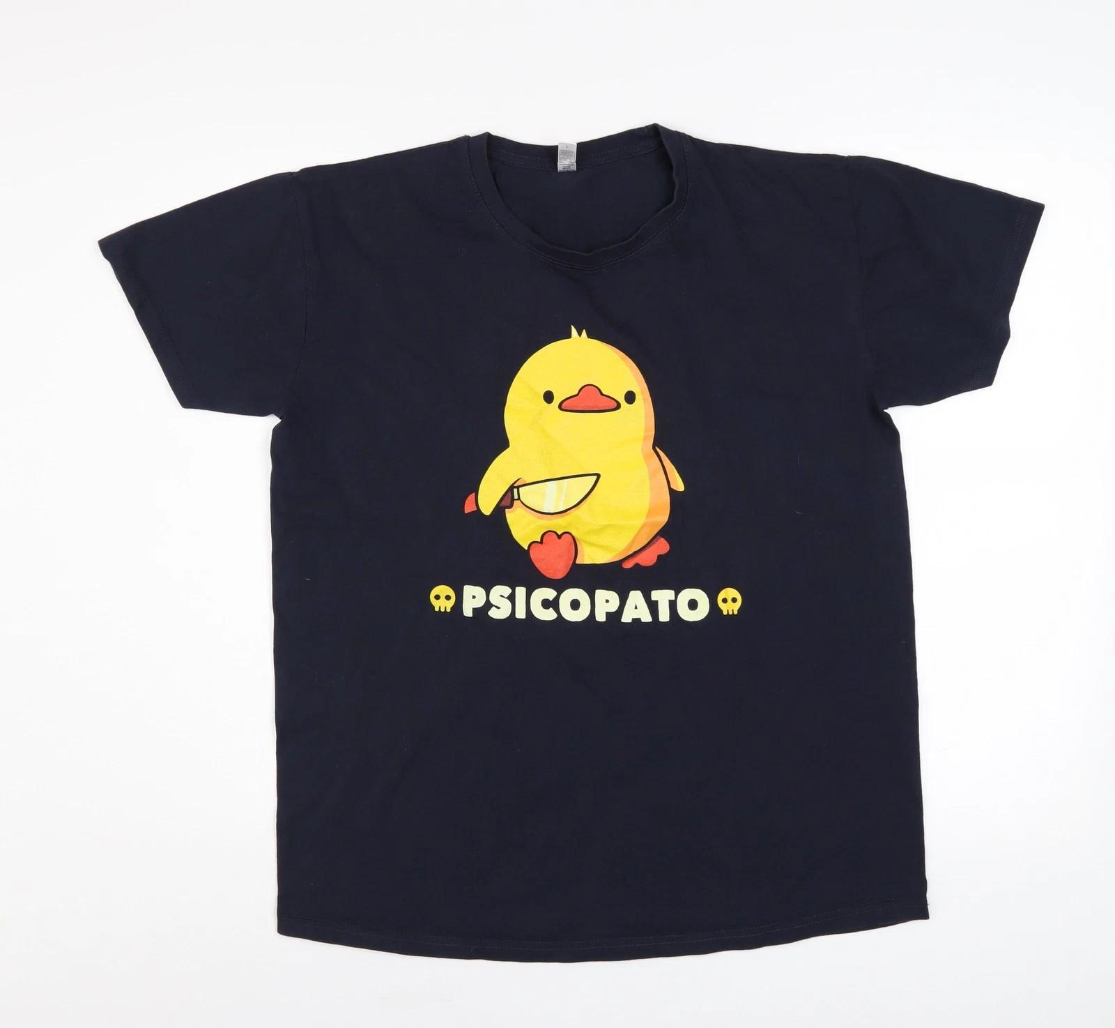 

Pampling Unisex Black Funny Duck Graphic Cotton T-Shirt Size L 2XL