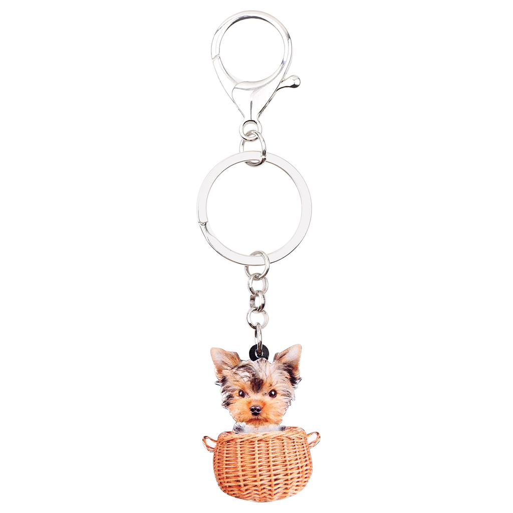 Acrylic Basket Yorkshire Dog Keychain Ring For Women Kids Wallet Charms Jewelry Acrylic Basket Yorkshire Dog Keychain Ring For Women Kids Wallet Charms Jewelry