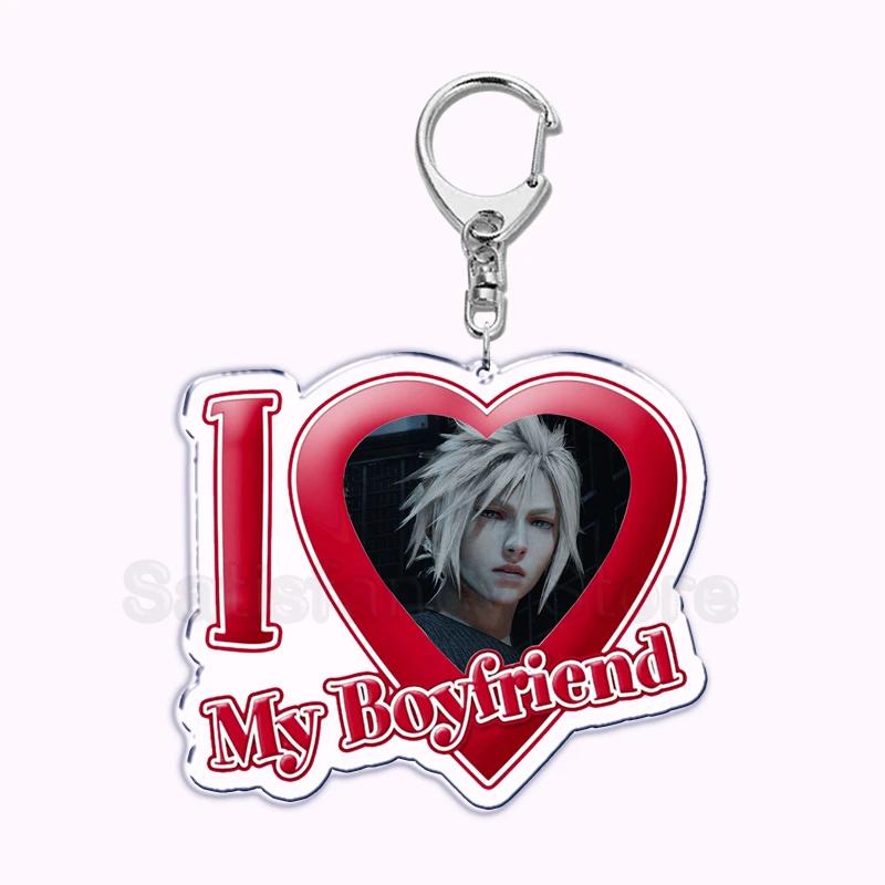 Pfp Sephiroth Acrylic KeyChain Pendant Key Ring I Love My Boyfriend Girlfriend Pink Heart Keyring for Bag Pendant Jewelry Gifts