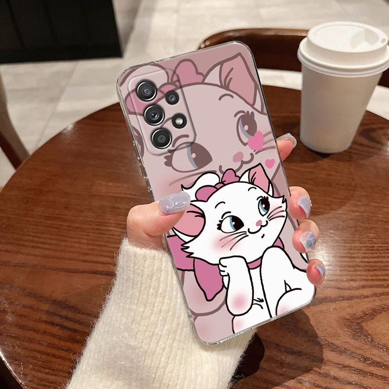Clear Case For Samsung Galaxy A57 A37 A56 5G A36 Cases A55 A54 A35 A26 A07 A17 A16 A06 A34 A15 Cover Pink Fantasy Cute Marie Cat