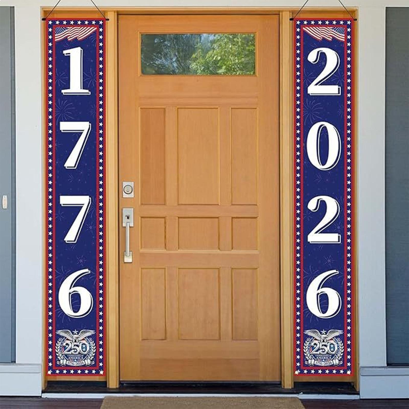 

American Independence Vertical Banner 30x180cm Patriotic Door Flag Decoration Durable Fabric with Grommets for Outdoor Indoor Use One Size