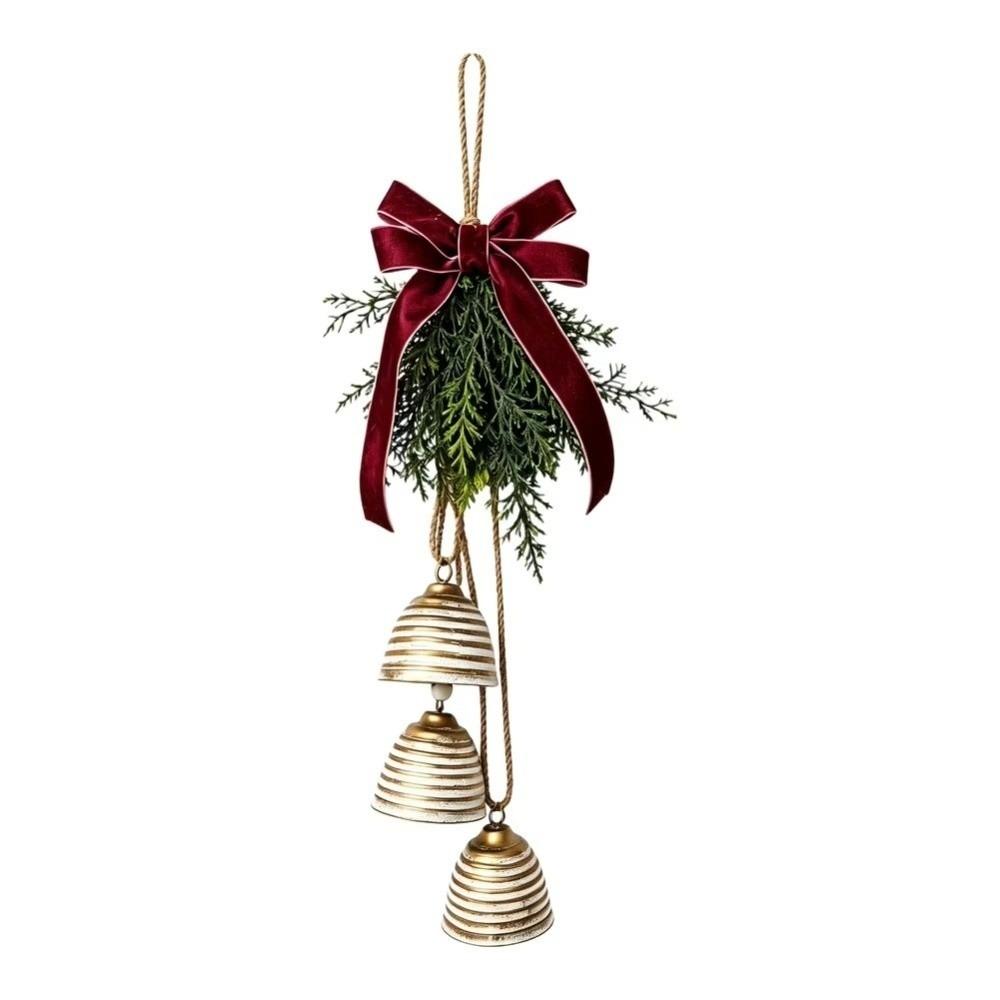 Creative Christmas Bell Pendant Crisp Sound Metal Door Hanging Bell Portable Bowknot Christmas Decoration Bells Entrance Porch