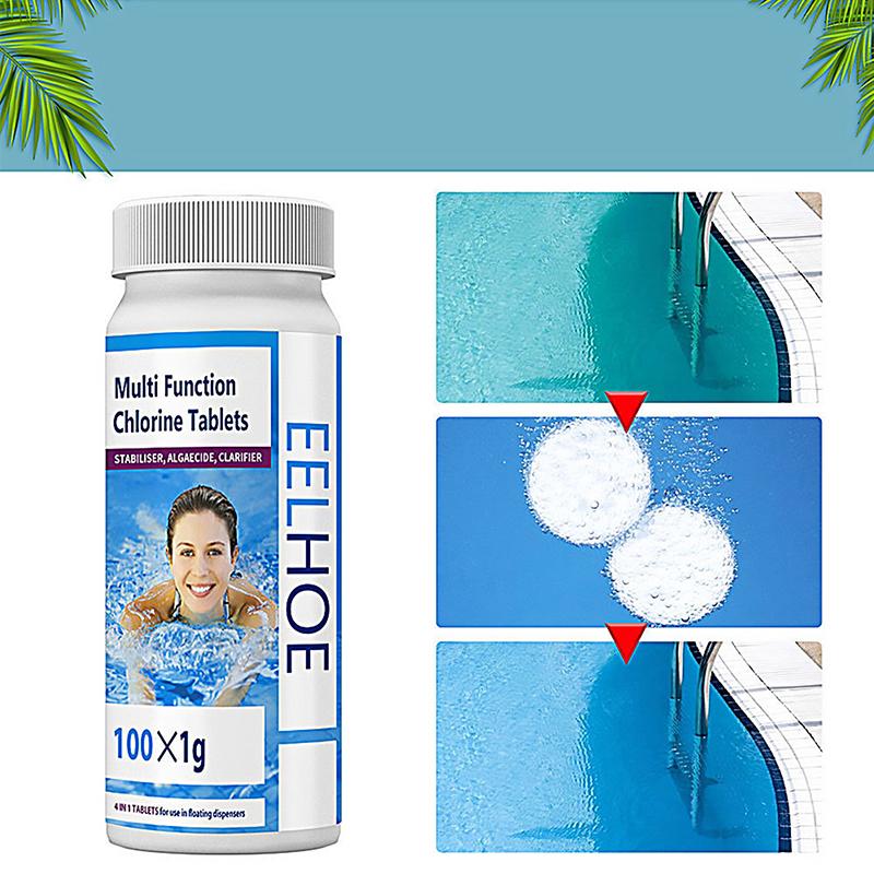 1 Box Swimming Pool Cleaning Tablet Chlorine Bromine Tablets Cleaner Swimming Spa Hot Tub Household Cleaning Supplies