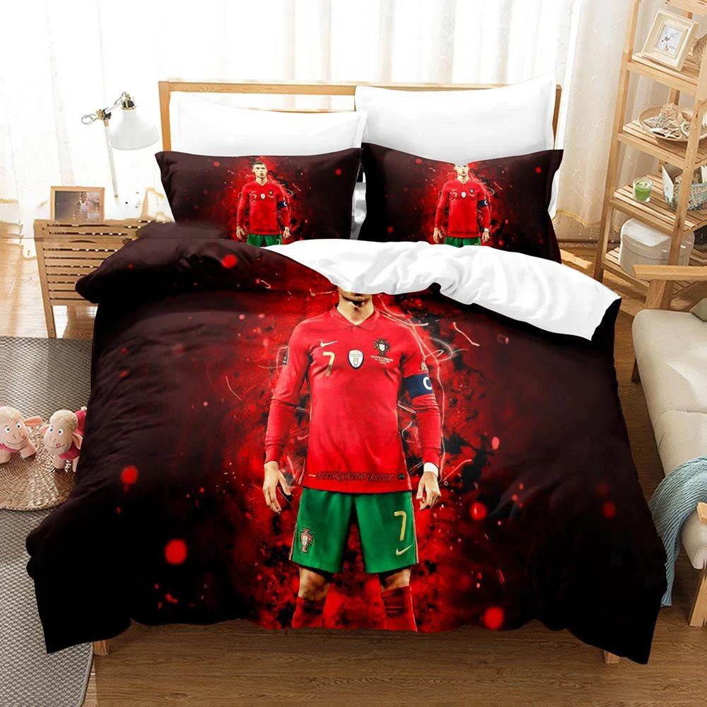 Football Star CR7 Soccer Bedding Set Boys Girls Twin Queen Size Duvet Cover Pillowcase Bed Boys Adult Fashion Home Textileextile