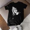Betende Hände Kreuz Christliches Shirt Religiöser Glaube Grafik-T-Shirt
