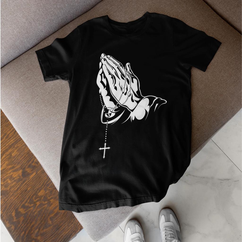 Betende Hände Kreuz Christliches Shirt Religiöser Glaube Grafik-T-Shirt