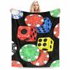 Dice and Poker Chips Pattern Blanket for Game Room Decoration Blanket, Suitable for Use In the Bedroom, Living Room, On the Sofa