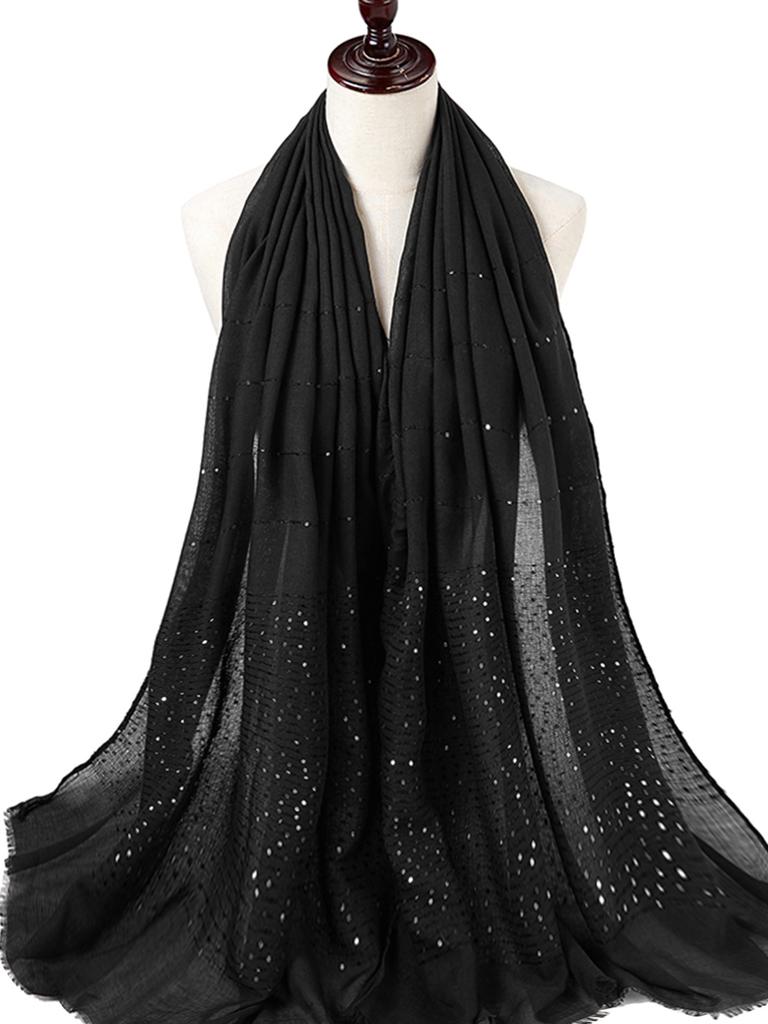 Design Shimmer Muslim Hijab Stripe Scarf Islamic Women Cotton Viscose Shiny Shawl Plain Hijab Scarf Tudung Bawal