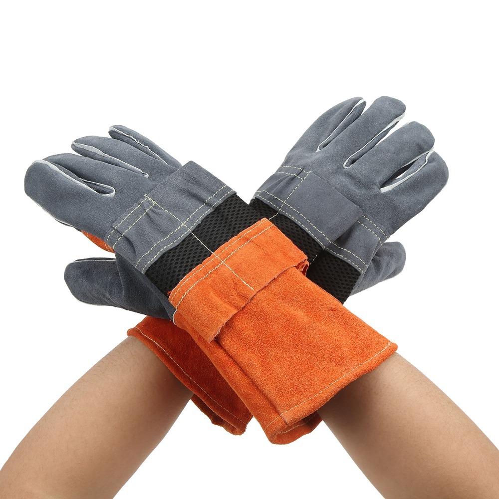 1 Pair Insulated Flame Retardant Gloves Leather Welding Gloves Durable Fireproof Gloves BBQ Grill