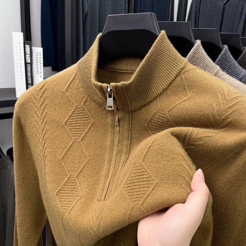 

Men s 100% Wool Year of the Dragon Half-High Collar Zipper Knitwear, Autumn/Winter 2025 Edition L