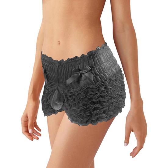 Men Sexy High Waist Underwear Mesh Lace Shorts Panties with Bowknot Decor Solid