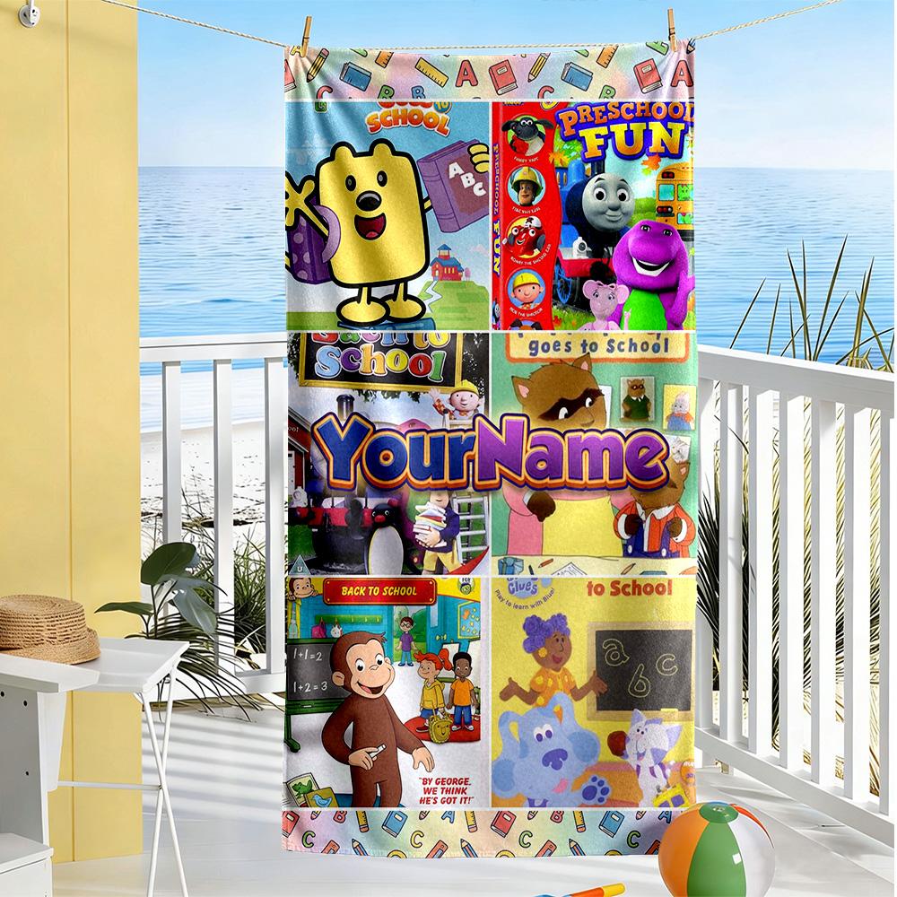 Wow! Wow! Wubbzy Personalized Name Beach Towel Soft Durable Quick-Dry