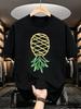 1pc Men's Graphic T-Shirt Neon Pineapple Print Short Sleeve Crew Neck