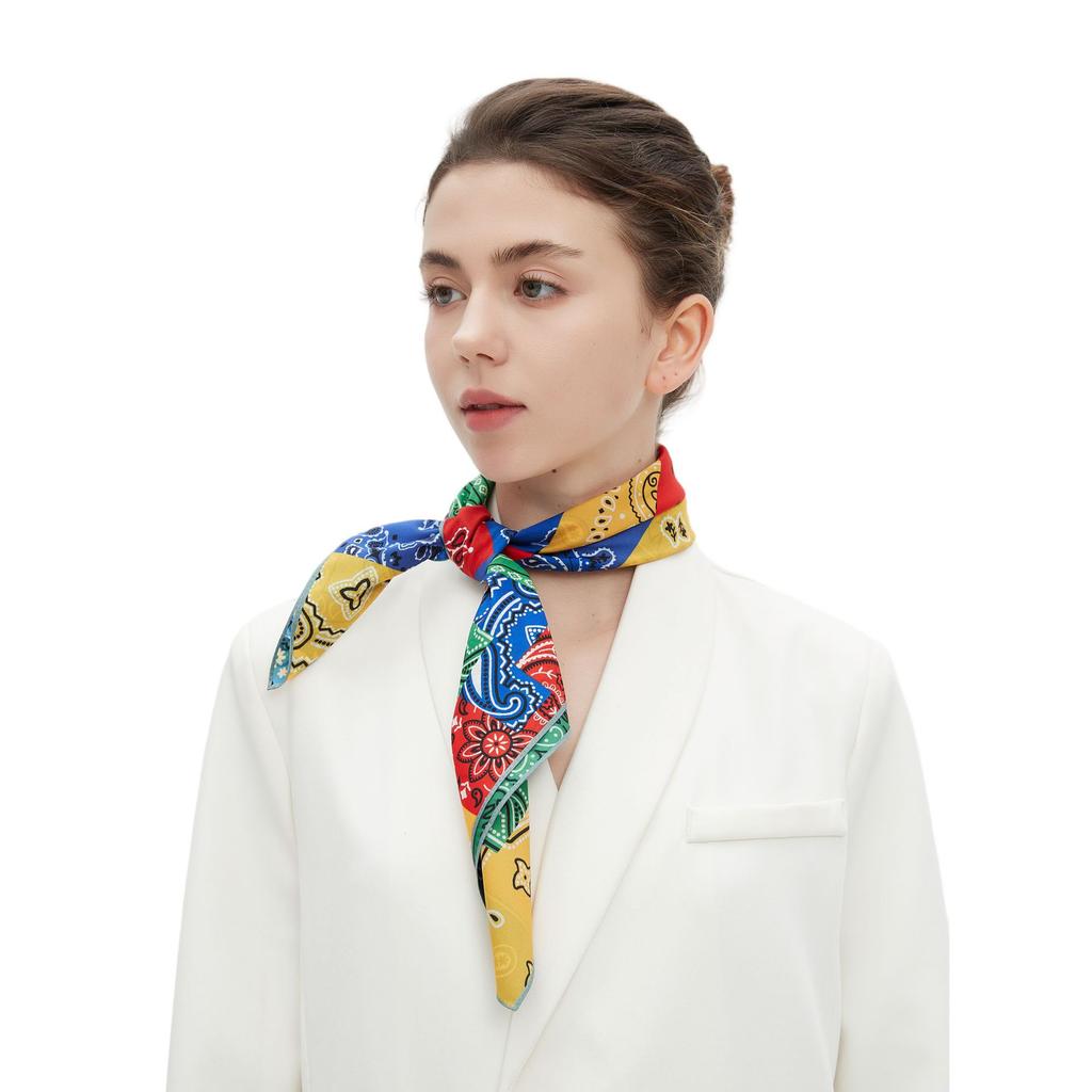 Zhonggao Youpin 2025 new spring, summer and autumn thin headscarf double-sided printed silk scarf square scarf