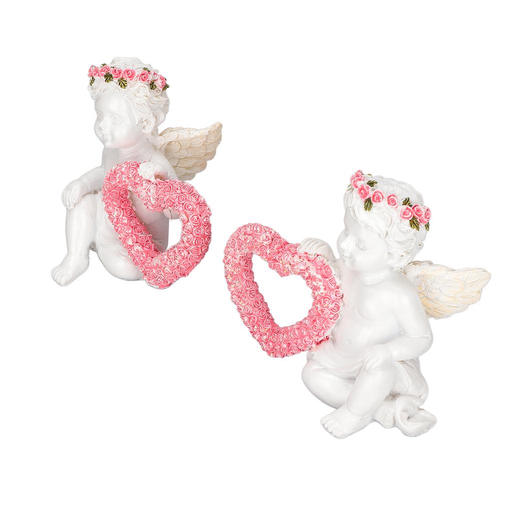 Love Angel Decoration Synthetic Resin Collectible Angel Figurine for Garden Patio Porch Countertop