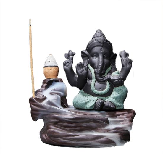 Indien Elefant Gott Ganesha Rückfluss Weihrauch Brenner Räuchergefäß Halter Geschenk Dekoration