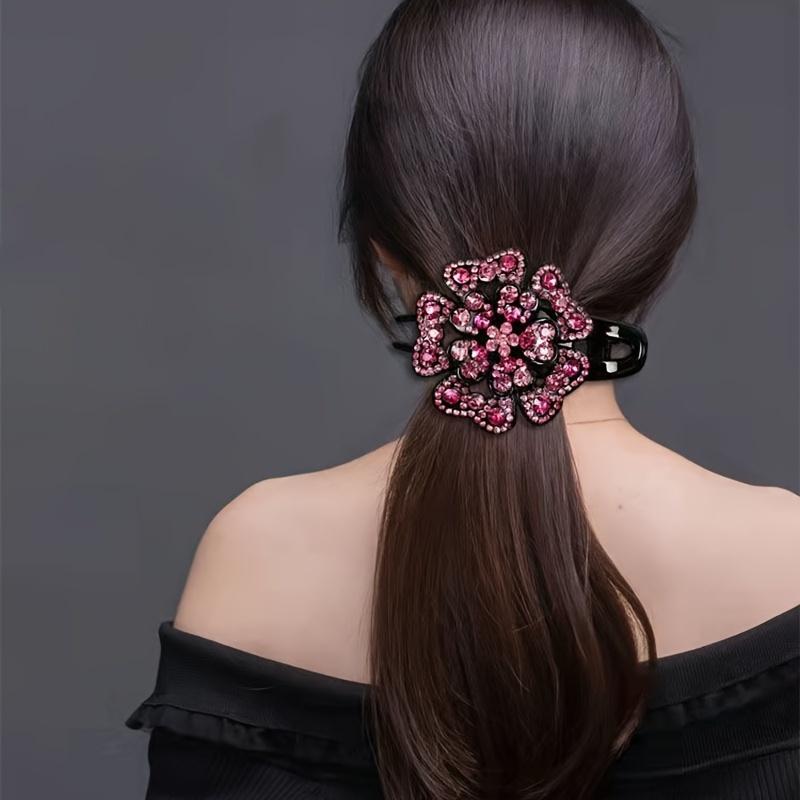 Resin Rhinestone Clip Elegant Fixed Headdress Hairpin Large Duck Clip Women Elegant Barrettes