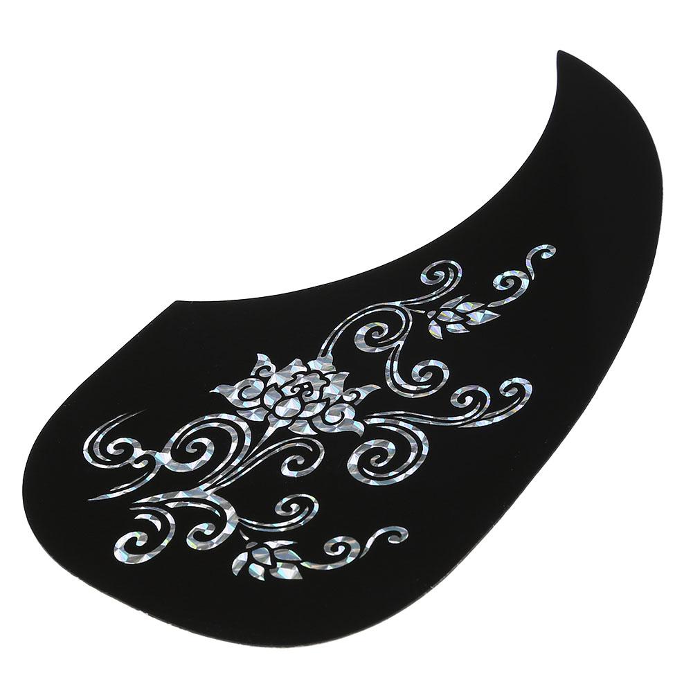 2Pcs Comma Shape Pickguard Pick Guard Sticker for Acoustic Guitar (Silver Vine)