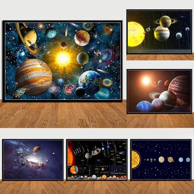 Space Universe Wall Art HD Canvas Prints of Planets Solar System and Galaxy Vast Planet Graphics for Living Room Bedroom Home