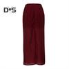 Women Maxi Skirt High Waist Mesh Yarn Cover Perspective Solid Color Skirt Hip Wrapped Split Design Long Skirt