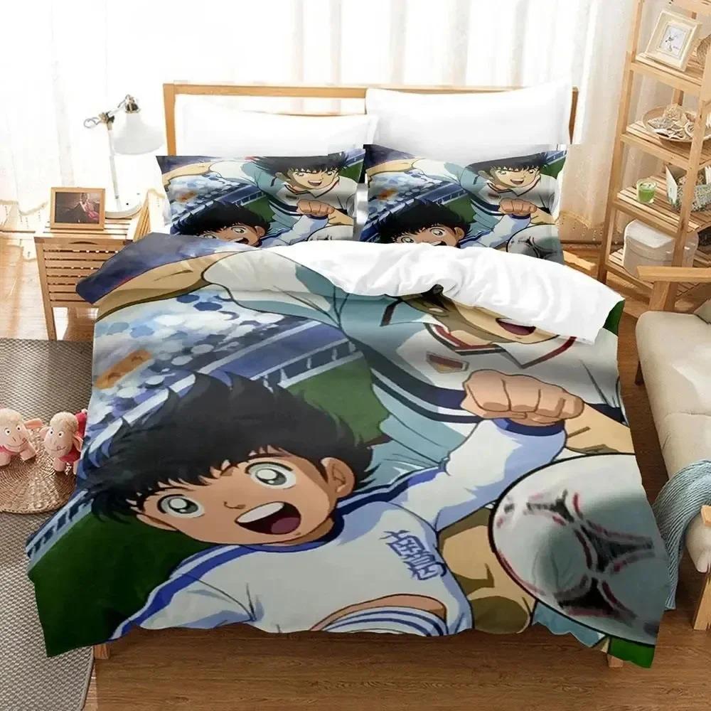 Anime Captain Tsubasa Bed Ensemble Boys Girls Single Size Queen Size Size Bed Cover Pillowcase Bed Kids Adult Fashion Home Use Textileextile
