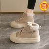 CRLAYDK Women's Ankle Shoes Fur Lined Winter Platform Ankle Boots Outdoor Snow Walking Warm Fashion Short Lace Up Booties