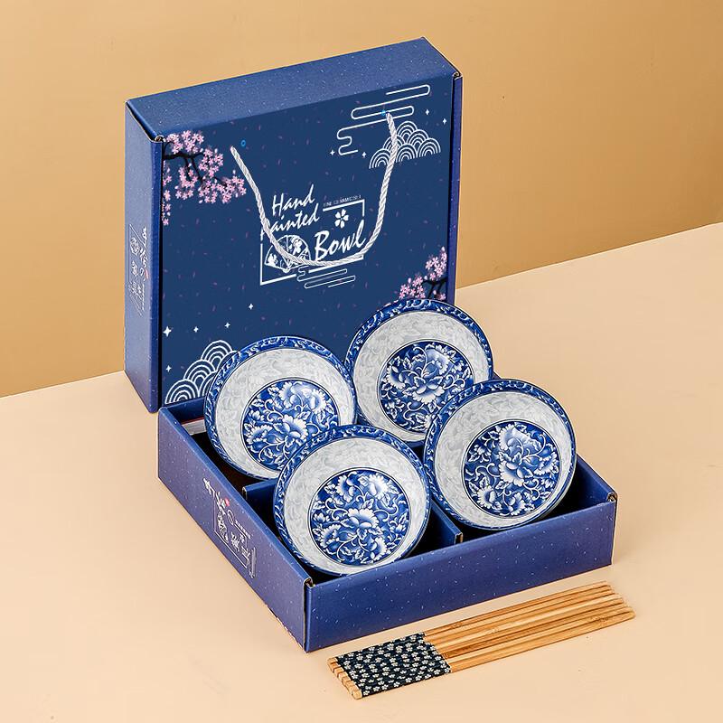 Tian Yanjing Ceramic Rice Bowl & Chopsticks Set