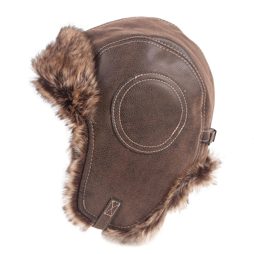 

Men s Winter PU Leather Lei Feng Warm Ear Protection Windproof Outdoor Ski Hat for Hiking and