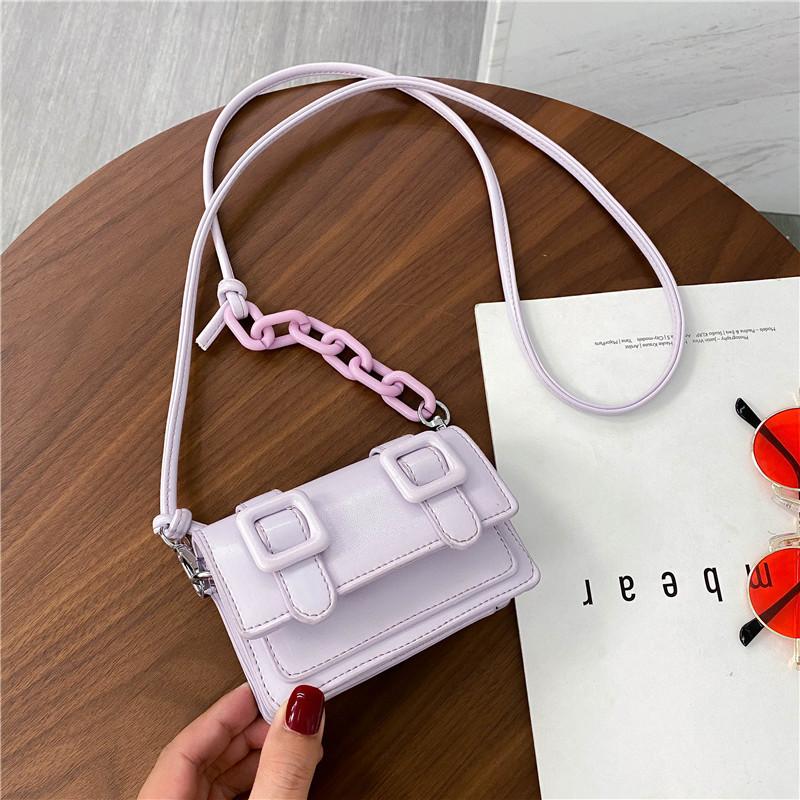 Trendy Multi Color Mini Square Crossbody Bag with Acrylic Chain Strap, Cute Flap Messenger Shoulder Purse for Daily Use & Party