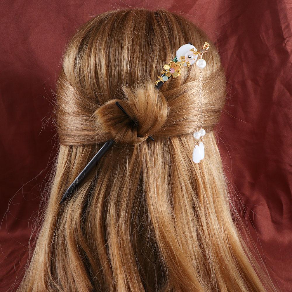 Vintage Disk Hair Ladies Hanfu Women Hair Accessories Flower Hairpins Wooden Hair Fork Hair Sticks