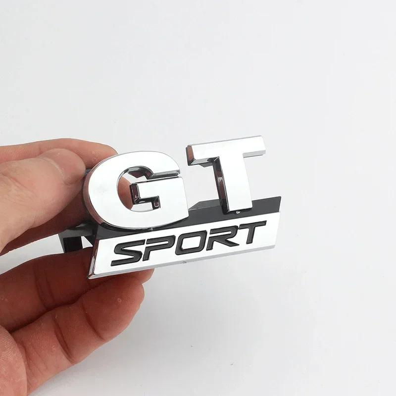 RUNTB1 2026 Hot For VW VOLKSWAGEN Chrome Silver GT Sport Logo Front Grill Emblem Badge Car Decals for Volkswagen VW Polo Golf Passat B5