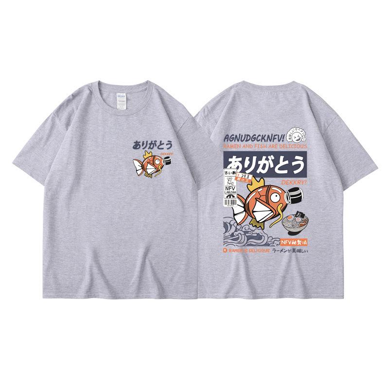 Eltern-Kind-Kleidung Sommer Ins Harajuku Japanischer Karpfen Kurzarm-T-Shirt Herren Trendmarke Street Locker Paarkleidung