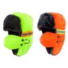 Fluorescent Reflective Thick Safety Hat for Nighttime and Outdoor Workers Winter Cold Weather Ear Protective Warm Hat