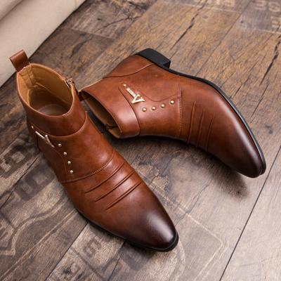 Wysokiej Jakości Buty Męskie Chelsea Buty Modowe Męskie Wsuwane Buty Biznesowe Eleganckie Botki Ślub Dżentelmen Buty Męskie